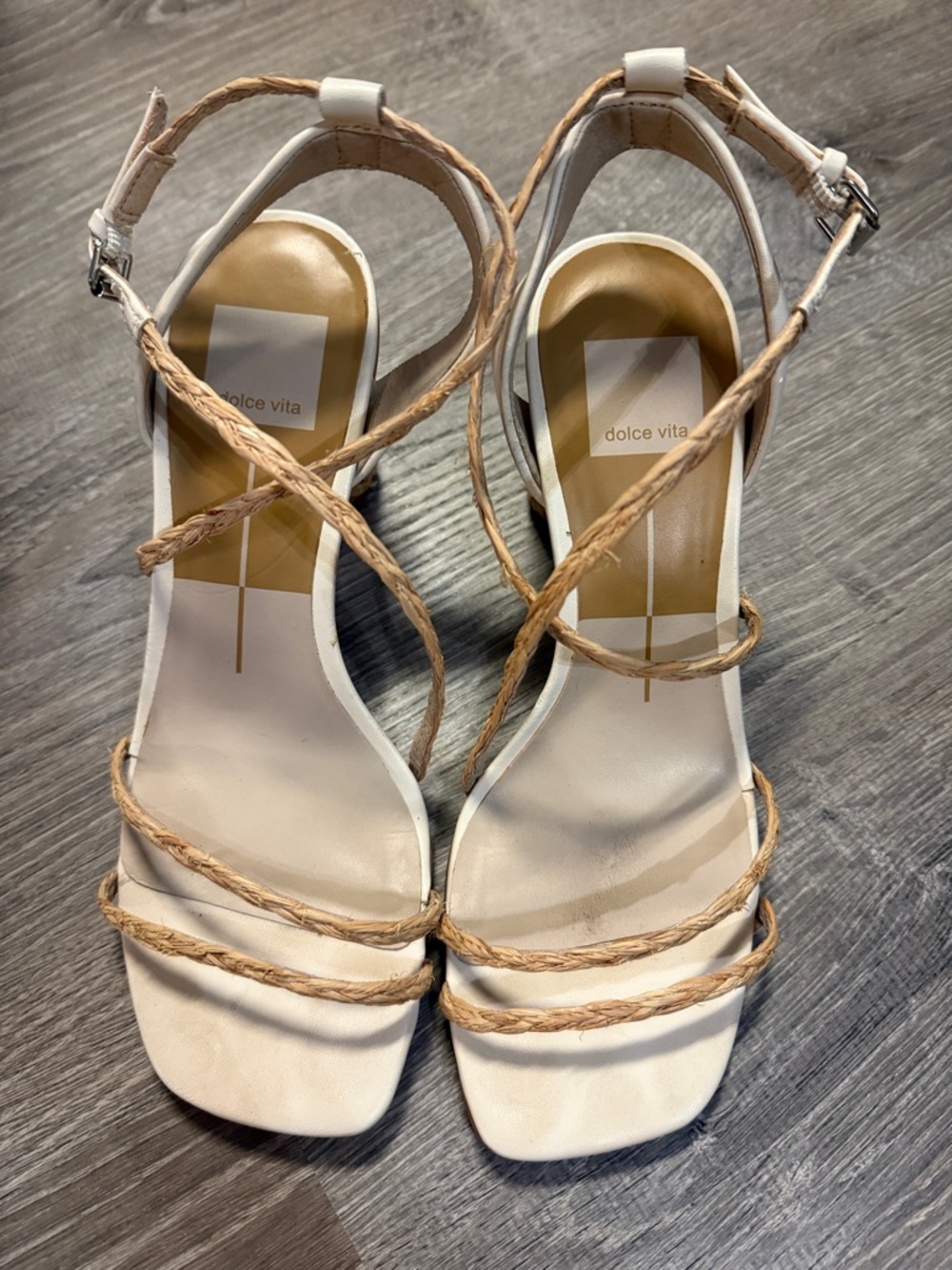 Dolce Vita Cream Braided-Strap Heeled Sandals